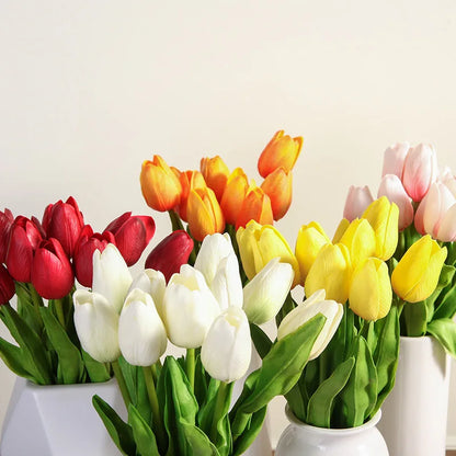 10/30pcs Tulip Artificial Flowers Real Touch Flowers Wedding Decor Simulation Bride Bouquets Pu Tulips for Home Party Vase Decor