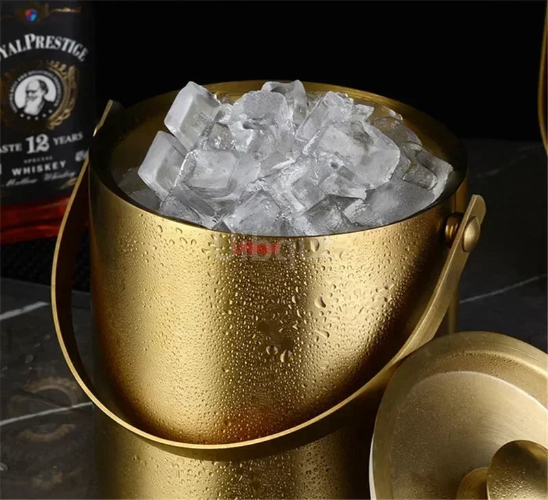 304 2L/3L Stainless Steel Ice Bucket Portable Double Wall Insulated with Lid Hotel wine Champagne whiskey Beverage beer tools