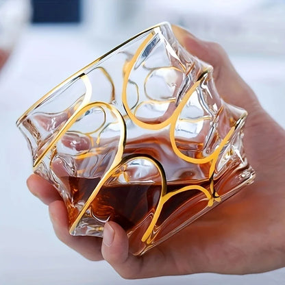 1pc Golden Line Whiskey Glasses Hand Painting Wine Set Tumbler Multi Functional Crystal Barware for Wine Whisky Beer Cocktails