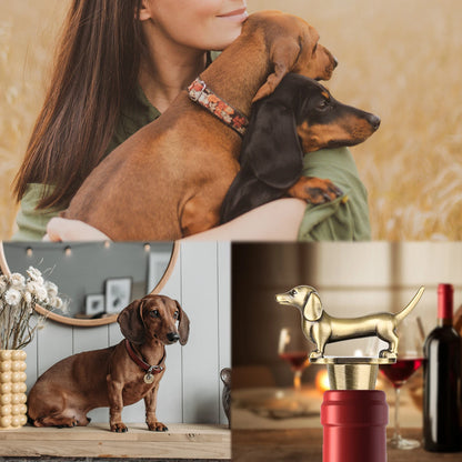 LKKCHER Dachshund Dog Wine Stopper Animals Sausage Pet Wine Gifts Set for Dog Lovers Exquisite Home Bar Decoration Accessories