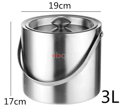 304 2L/3L Stainless Steel Ice Bucket Portable Double Wall Insulated with Lid Hotel wine Champagne whiskey Beverage beer tools