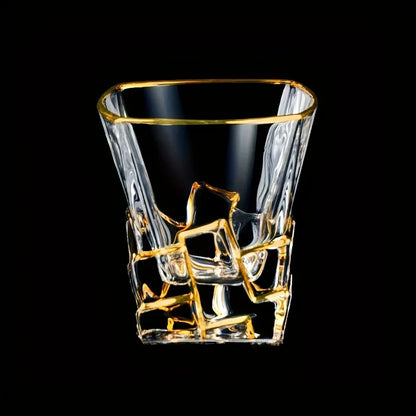 1pc Golden Line Whiskey Glasses Hand Painting Wine Set Tumbler Multi Functional Crystal Barware for Wine Whisky Beer Cocktails