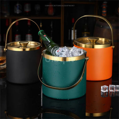304 2L/3L Stainless Steel Ice Bucket Portable Double Wall Insulated with Lid Hotel wine Champagne whiskey Beverage beer tools