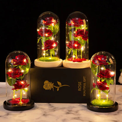 LED Galaxy Three Rose Artificial Flowers, Wedding Decoration, Creative Valentine'S Day and Mother'S Day Gift without Battery 1Pc