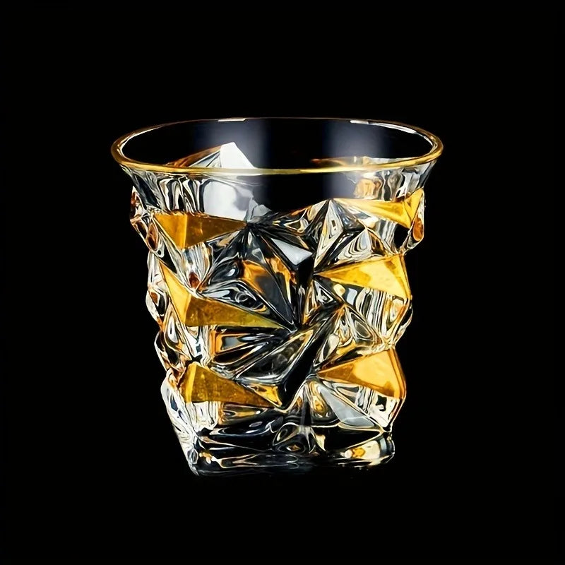 1pc Golden Line Whiskey Glasses Hand Painting Wine Set Tumbler Multi Functional Crystal Barware for Wine Whisky Beer Cocktails
