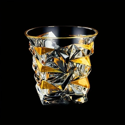 1pc Golden Line Whiskey Glasses Hand Painting Wine Set Tumbler Multi Functional Crystal Barware for Wine Whisky Beer Cocktails